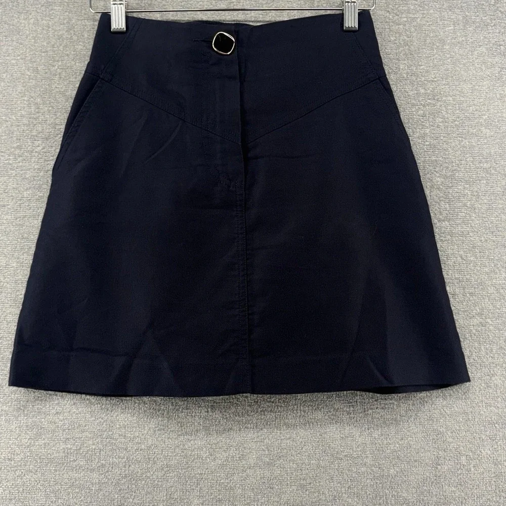 Sandro Mini Skirt Women Size 0 Blue Cotton Casual